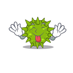 An amusing face vibrio cholerae cartoon design with tongue out