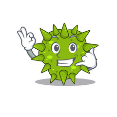 Cartoon design of vibrio cholerae with call me funny gesture