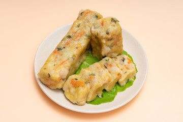Chinese dishes Chaoshan snack potato rolls are on the plate