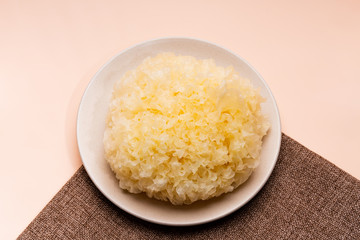 White fungus on linen tablecloth