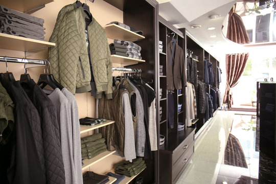 Stylish clothes at menswear store