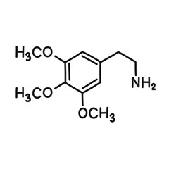 mescaline chemical formula doodle icon, vector illustration - obrazy, fototapety, plakaty