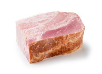 Block bacon placed on a white background