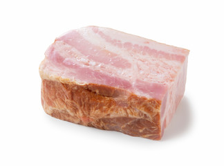 Block bacon placed on a white background