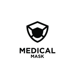 medical mask black logo icon design vector isolated background