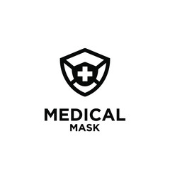 medical mask black logo icon design vector isolated background
