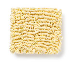 Dried noodles placed on a white background