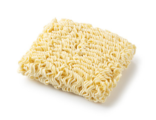 Dried noodles placed on a white background