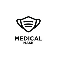 medical mask black logo icon design vector isolated background
