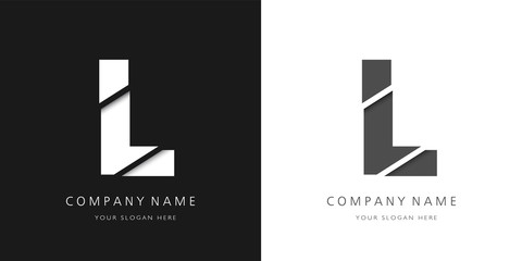 L letter modern logo broken design