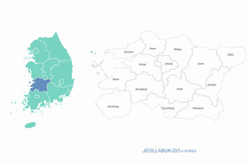 Fototapeta na wymiar korea provinces map. vector map of korea province. gyeonggi-do, chongcheong-do, gangsang-do, jeolla-do, jeju island map.