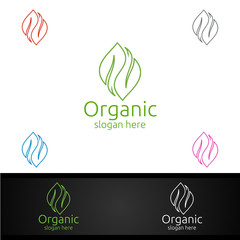 Natural and Organic Logo design template for Herbal, Ecology, Health, Yoga, Food, or Farm Concept