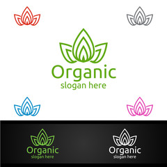 Natural and Organic Logo design template for Herbal, Ecology, Health, Yoga, Food, or Farm Concept