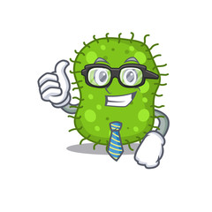 An elegant escherichia Businessman mascot design wearing glasses and tie