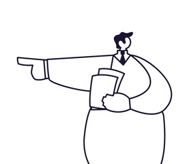 businessman standing with document, line style icon