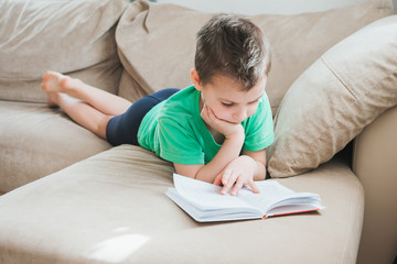 Boy reading at home.