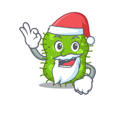 Escherichia Santa cartoon character with cute ok finger