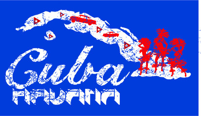Cuba Havana print and embroidery graphic design vector art