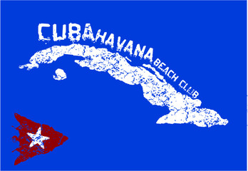 Cuba Havana print and embroidery graphic design vector art