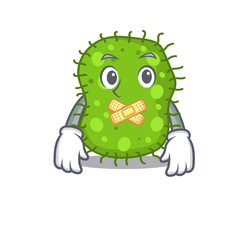 Escherichia cartoon character style with mysterious silent gesture