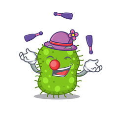 An attractive escherichia cartoon design style playing juggling