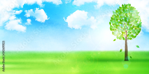 水彩 木 新緑 背景 Wall Mural Wallpaper Murals J Boy 水彩 木 新緑 背景 Wall Mural Wallpaper Murals J Boy