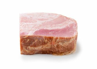 Block bacon placed on a white background