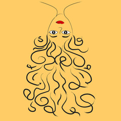 Beautiful girl on a yellow background, vector illustration