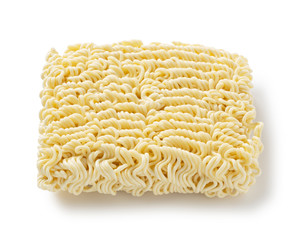 Dried noodles placed on a white background