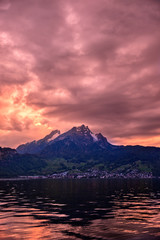 View of Mt Pilatus and coastline of Lucerne from Burgenstock.