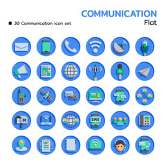 Communication icon set. Flat style
