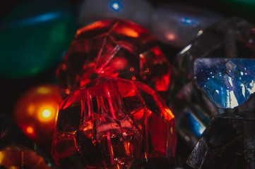
faceted beads in different colors with different colors