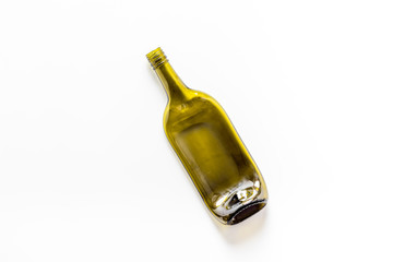 Fototapeta premium Wine bottle on white background top view copy space