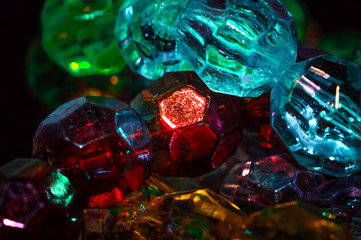 
faceted beads in different colors with different colors