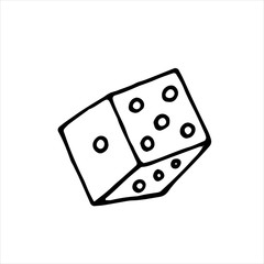 vector isolated doodle element, cube for board family games, coloring book