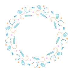 Health care icones vector round frame on a white background