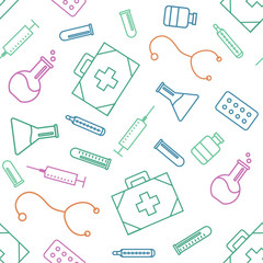 Health care icones vector seamless pattern. Vector medicine illustration background.