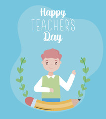 greeting card happy teacher day, male teacher