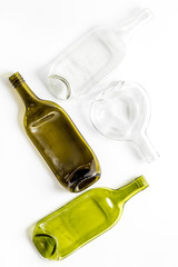 Pattern of bottles on white background top view