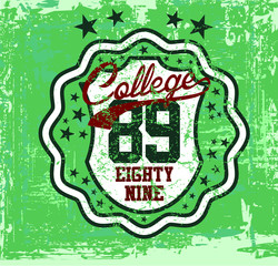 American college style print and embroidery graphic design vector art