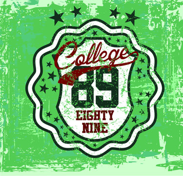 American college style print and embroidery graphic design vector art