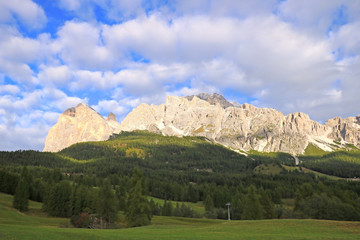 Dolomite Mountains and Forest - Dolomites, Italy, Europe. Out of focus.