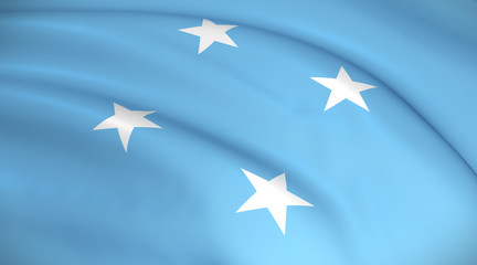 Micronesia National Flag Waving background illustration. Highly detailed realistic 3D rendering