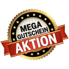 button with red banner Mega Gutschein Aktion