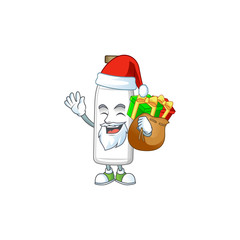 Santa milk bottle Cartoon character design with sacks of gifts
