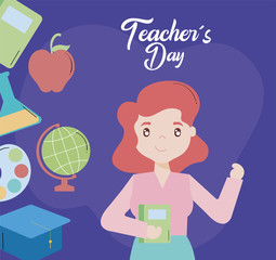 greeting card teacher day with female teacher