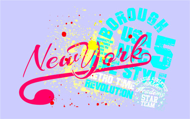 Fototapeta na wymiar New york city embroidery graphic design vector art