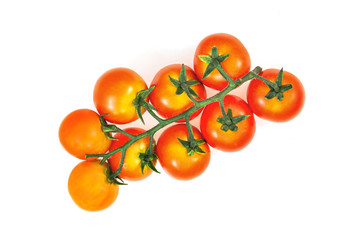 Bunch cherry tomatoes isolated on white background.