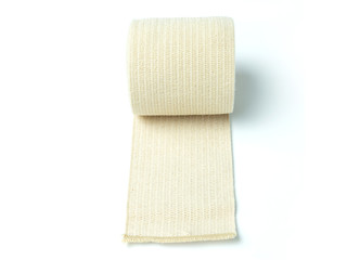 Medical bandage roll isolated on white background.