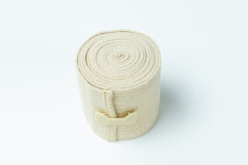 Medical bandage roll isolated on white background.